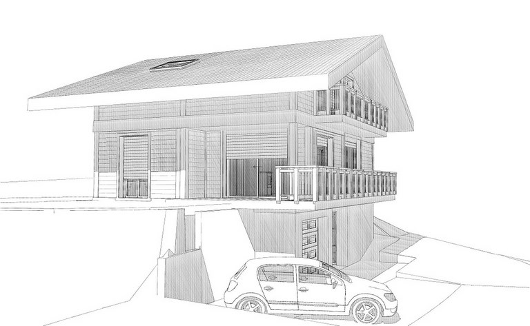 Chalet construction neuve Permis de onstruire  Plans Projet Esquisses Haute Savoie Arve  